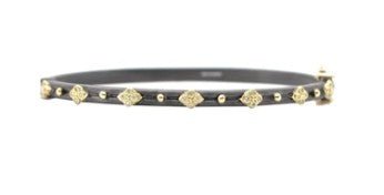 Blackened Silver Diamond Cross Bangle - Kelly Wade Jewelers