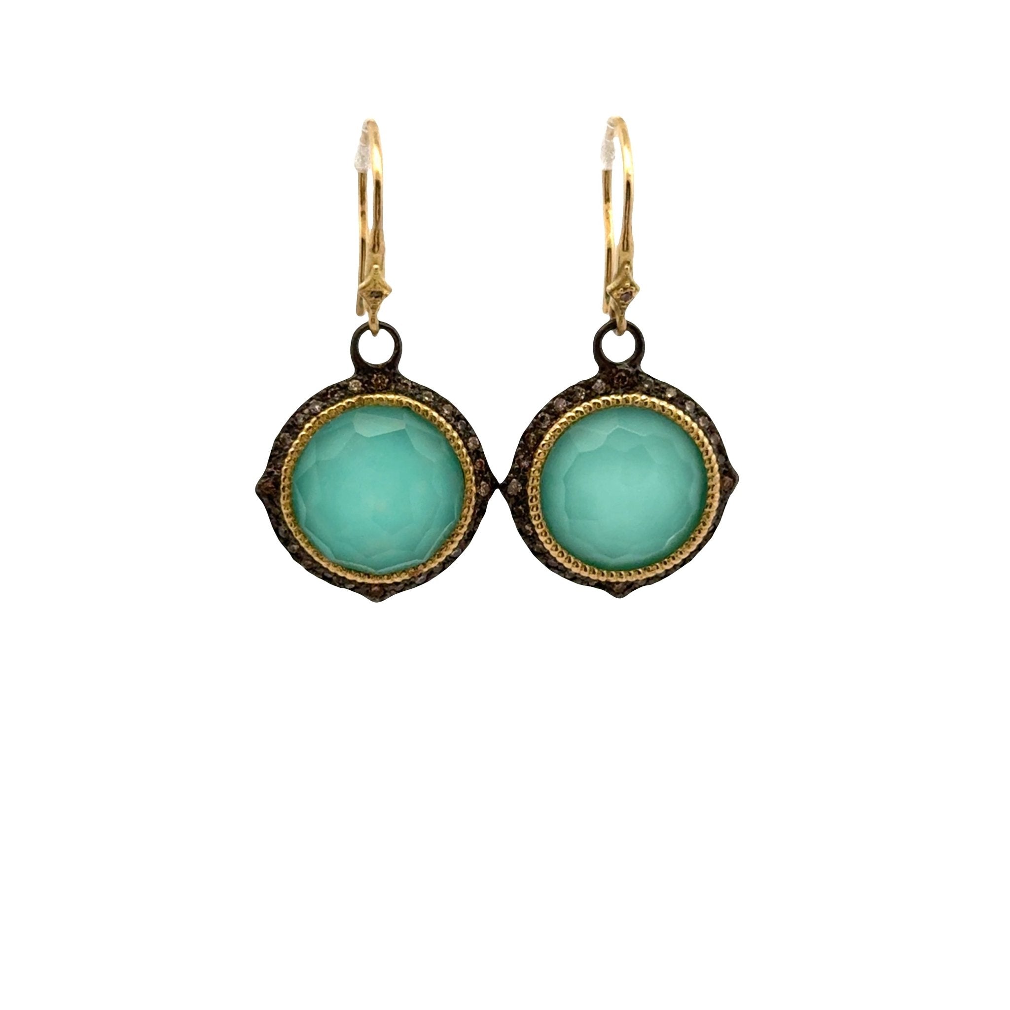 Blue - Green Turquoise Doublet Dangle Earrings - Kelly Wade Jewelers