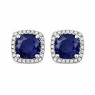 Blue Sapphire and Diamond Halo Earrings - Kelly Wade Jewelers