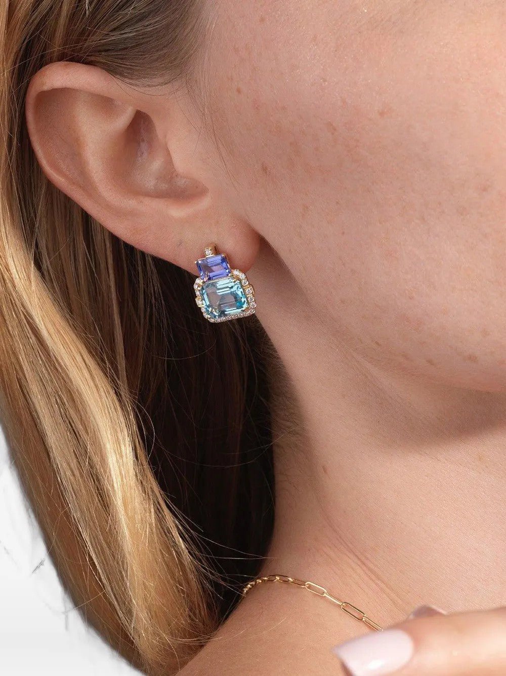 Blue Topaz & Tanzanite Stud Earrings - Kelly Wade Jewelers