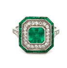 Brazilian Emerald & Diamond Ring - Kelly Wade Jewelers