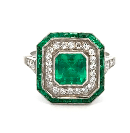 Brazilian Emerald & Diamond Ring - Kelly Wade Jewelers