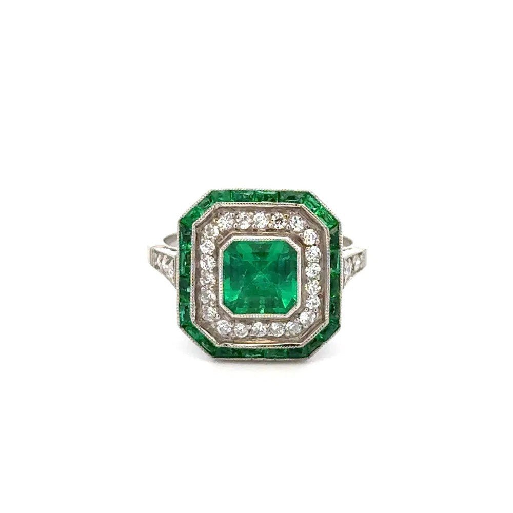 Brazilian Emerald & Diamond Ring - Kelly Wade Jewelers