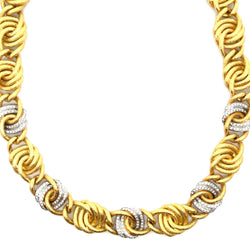 Brushed Gold Diamond Link Necklace - Kelly Wade Jewelers Store
