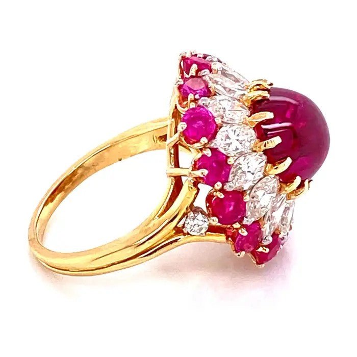 Burma Cabochon Ruby & Diamond Ring - Kelly Wade Jewelers