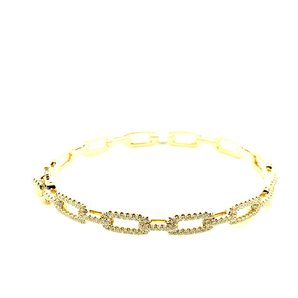 Rectangular open link diamond bangle bracelet
