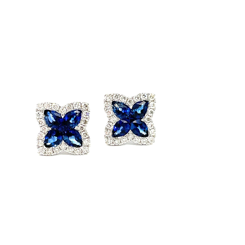 
                
                    Load image into Gallery viewer, 18KW Sapphire w/ Diamond Butterfly Earrings
                
            