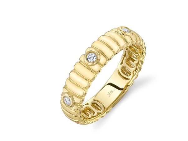 
                
                    Load image into Gallery viewer, Gold Strie and Diamond Ring
                
            