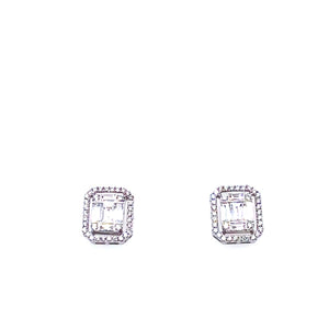 Diamond Baguette Halo Studs