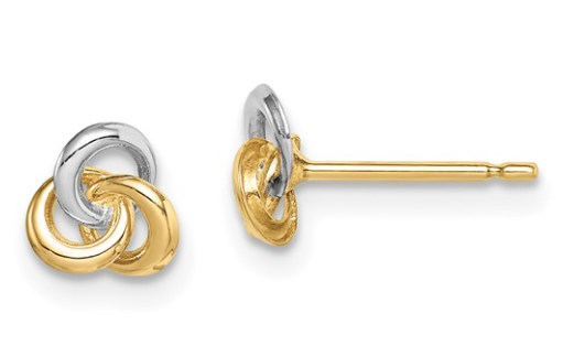 14k two tone small knot earrin