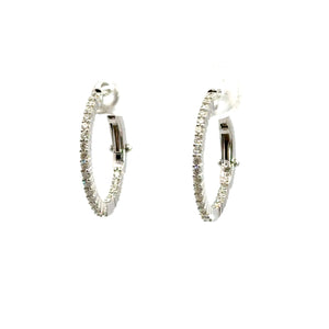 Round inside out diamond hoop earrings