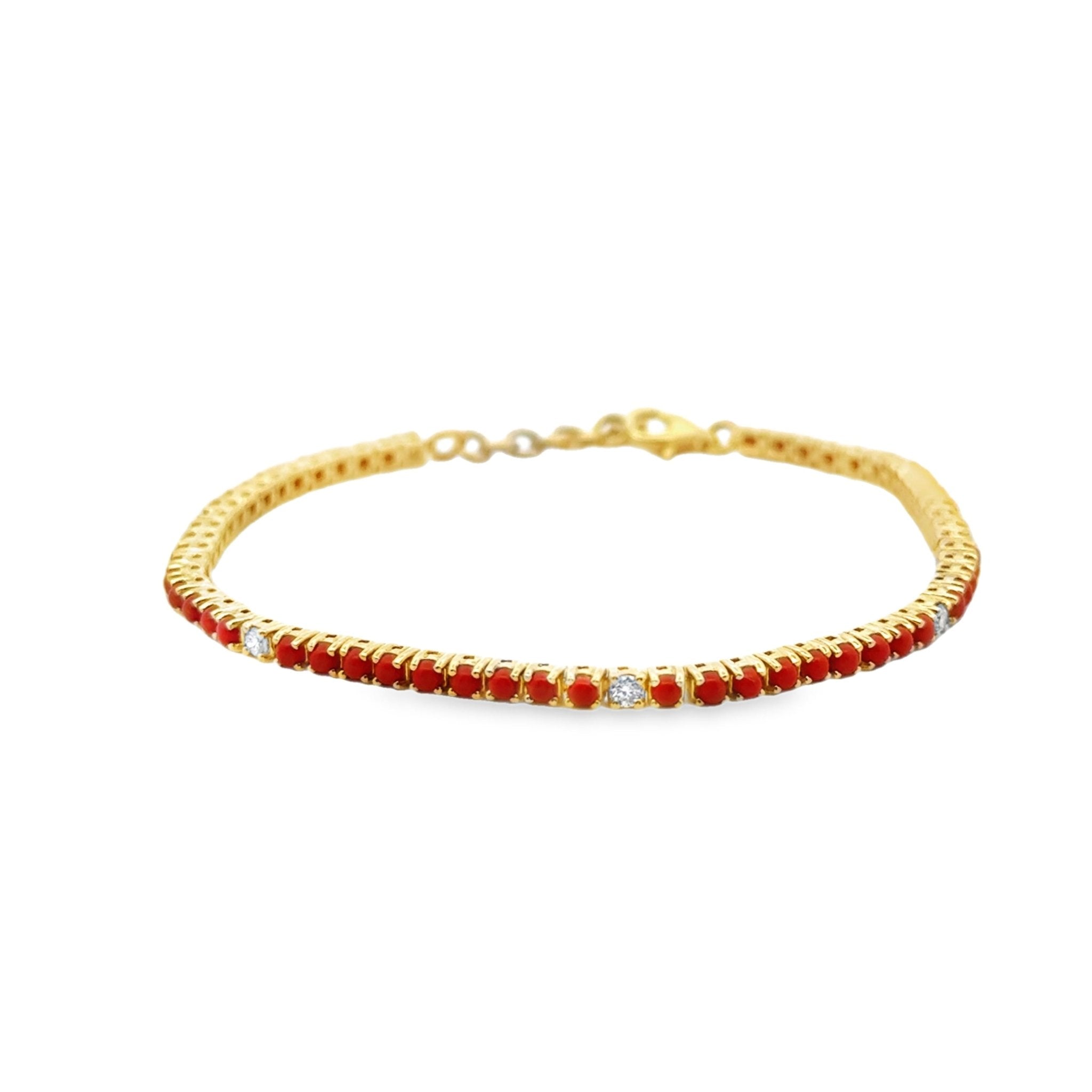 Coral & Diamond Tennis Bracelet - Kelly Wade Jewelers