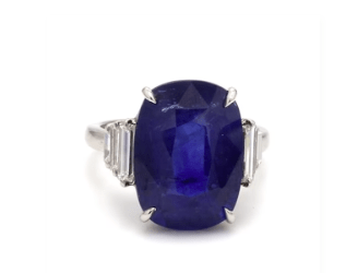 Cushion Cut Sapphire & Diamond Ring - Kelly Wade Jewelers