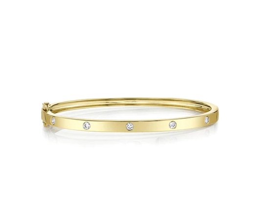 
                
                    Load image into Gallery viewer, Bangle Bracelet with Inset Diamonds
                
            