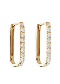 14k gold diamond paperclip hoop earrings