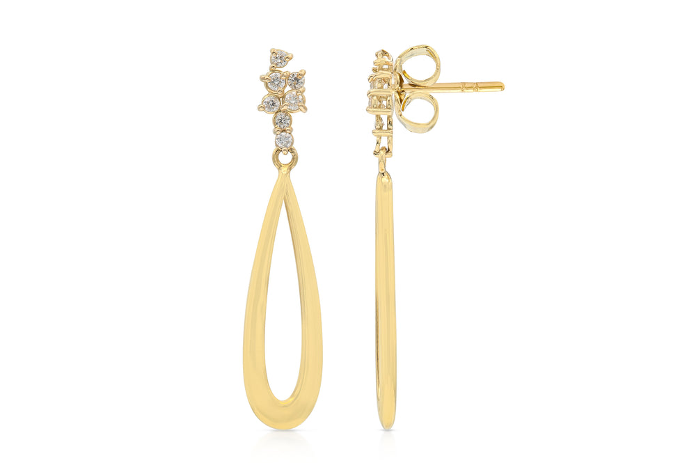 Diamond cluster earrings with pear drop