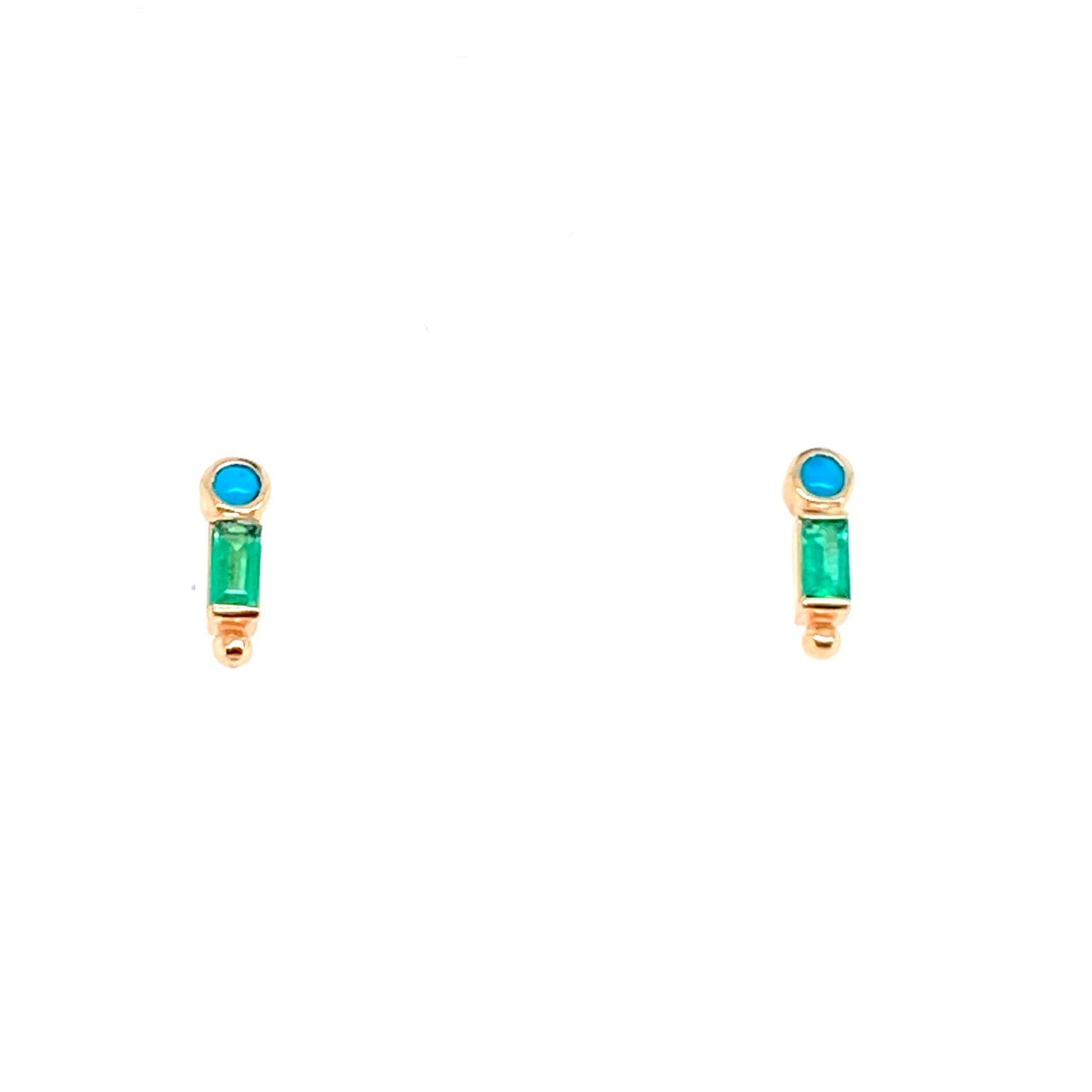 Dewdrop Turquoise & Emerald Studs - Kelly Wade Jewelers