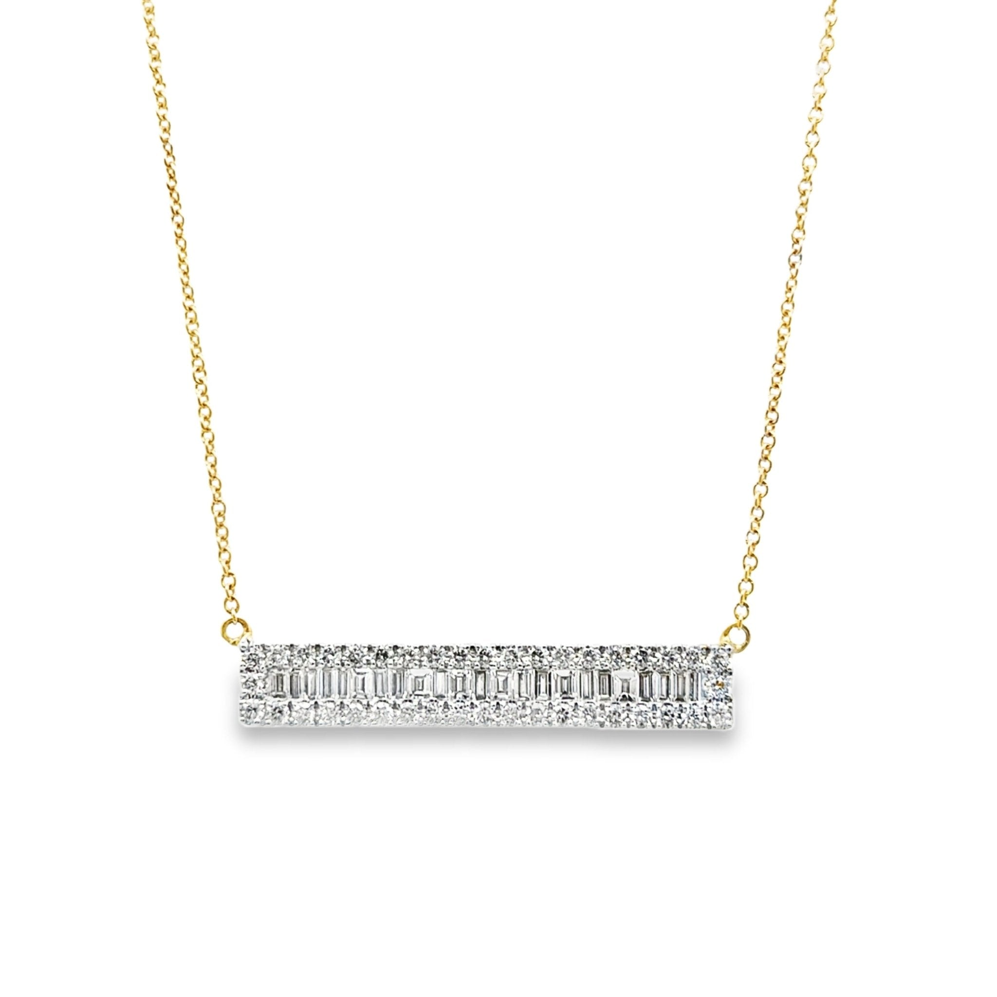 Diamond Bar Baguette Necklace - Kelly Wade Jewelers