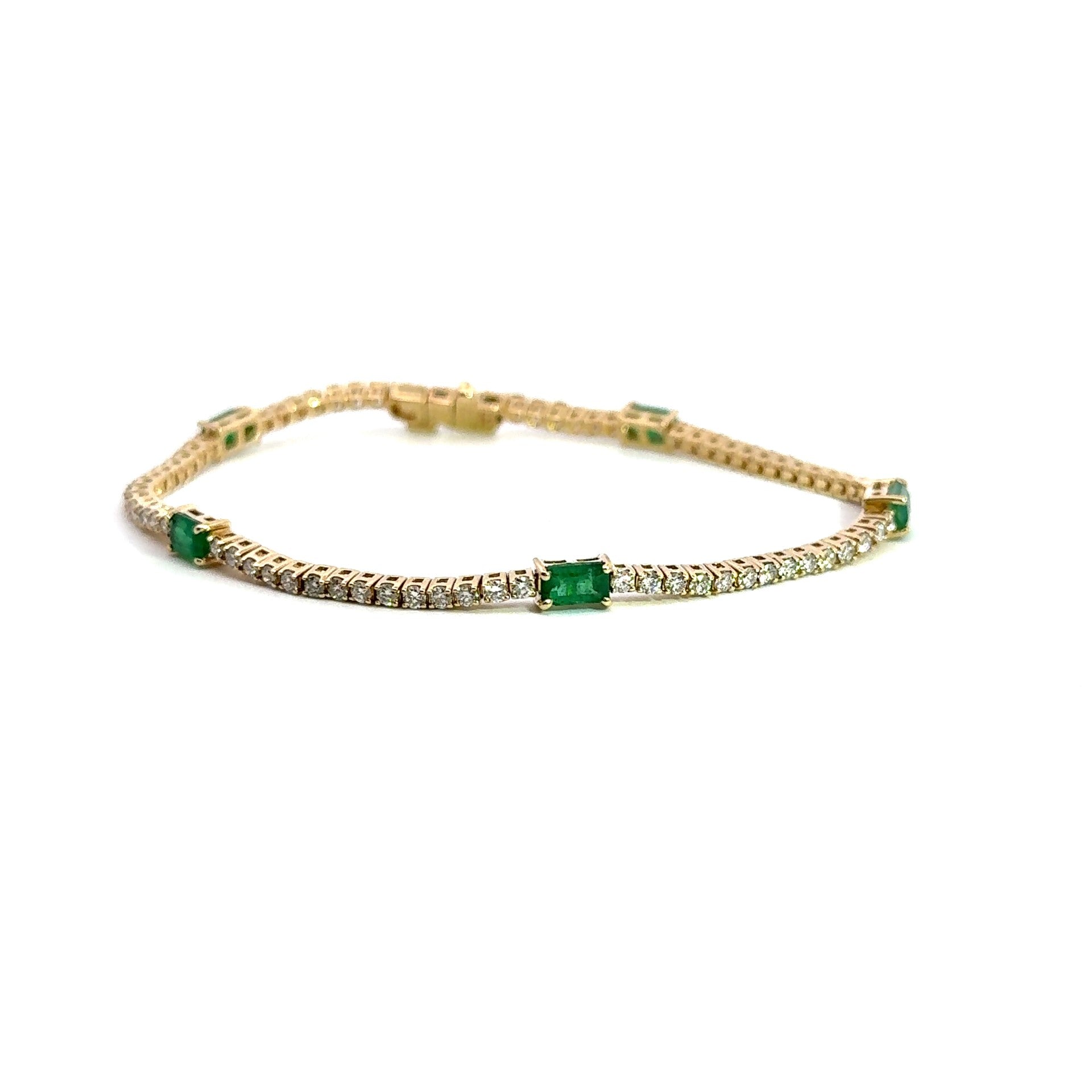 Diamond Bracelet with Emerald Stations - Kelly Wade Jewelers