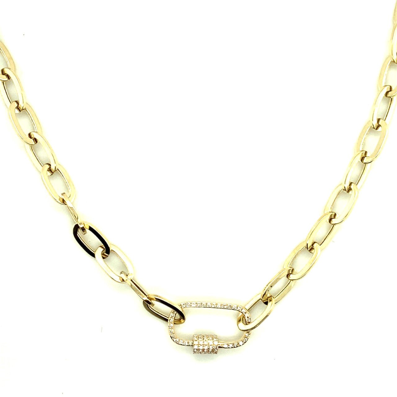 Diamond Carabiner Paperclip Necklace - Kelly Wade Jewelers