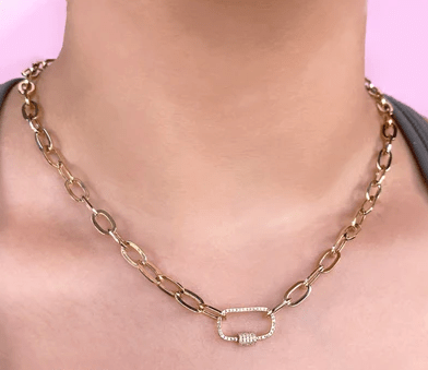 Diamond Carabiner Paperclip Necklace - Kelly Wade Jewelers Store