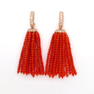 Diamond Coral Beaded Tassel Earrings - Kelly Wade Jewelers Store