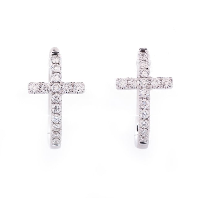 Diamond cross huggie Earrings - Kelly Wade Jewelers Store