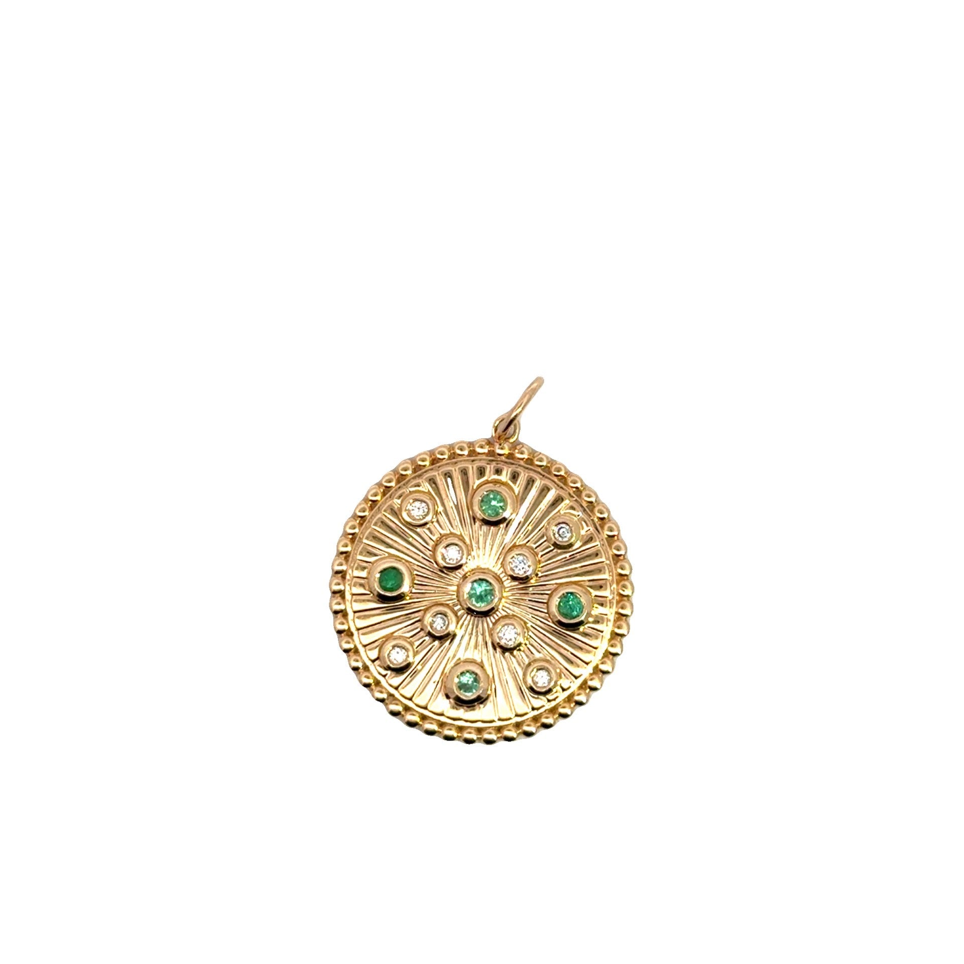 Diamond Emerald Disc Charm - Kelly Wade Jewelers Store