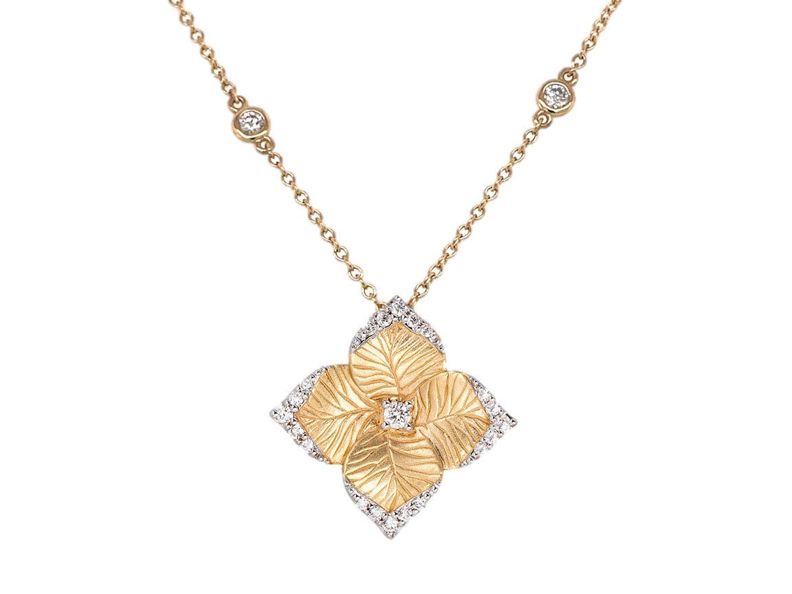 Diamond Flower Pendant Necklace - Kelly Wade Jewelers