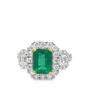 Diamond Halo Emerald Ring - Kelly Wade Jewelers