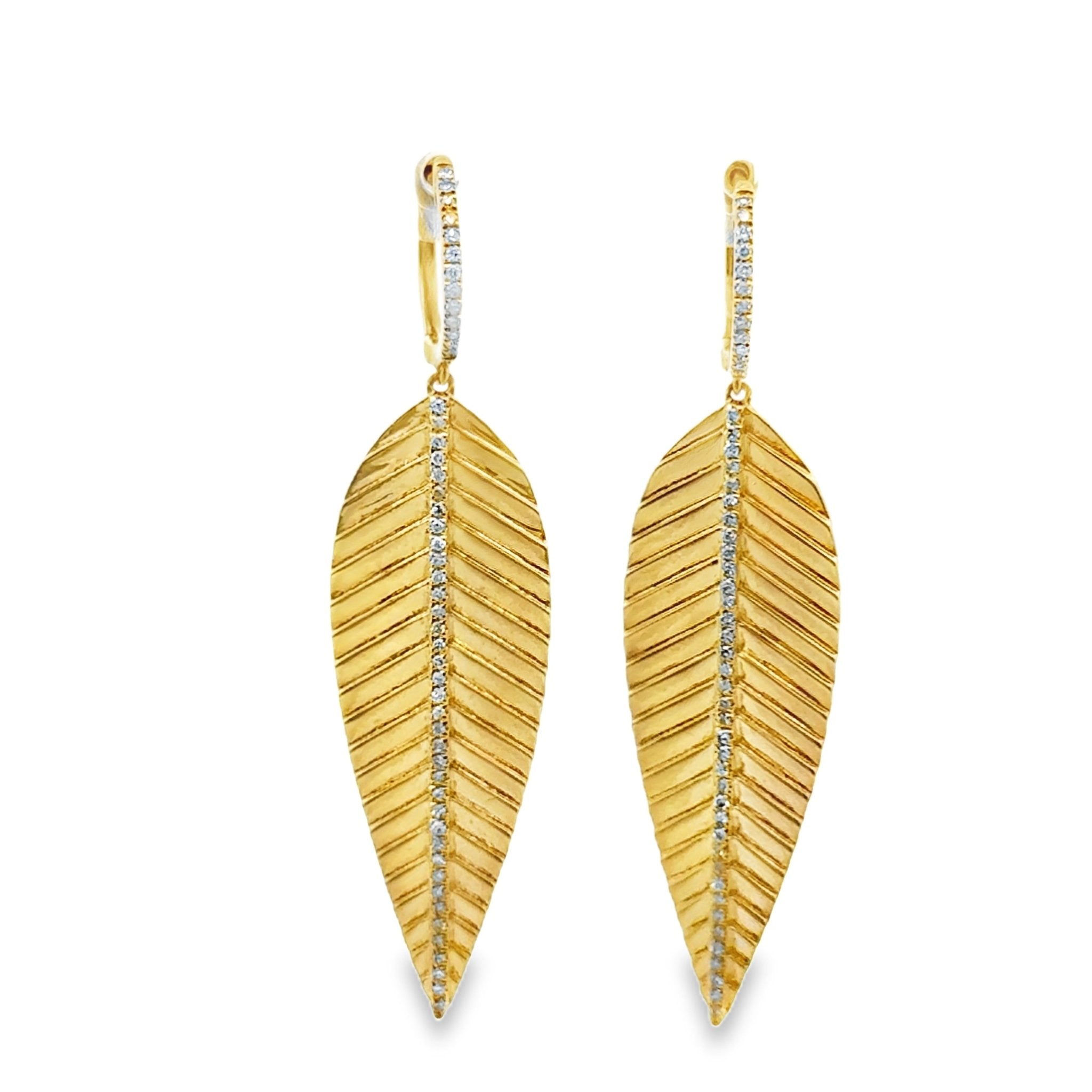 Diamond Leaf Dangle Earrings - Kelly Wade Jewelers