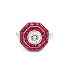 Diamond & Ruby Halo Ring - Kelly Wade Jewelers