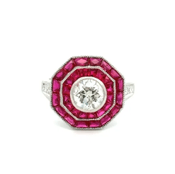 Diamond & Ruby Halo Ring - Kelly Wade Jewelers