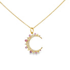 Diamond & Sapphire Crescent Moon Charm - Kelly Wade Jewelers