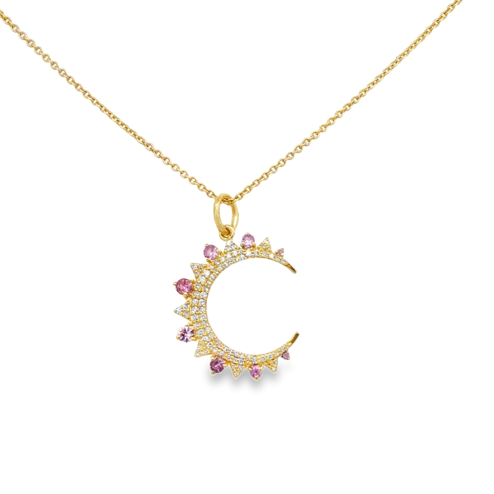 Diamond & Sapphire Crescent Moon Charm - Kelly Wade Jewelers