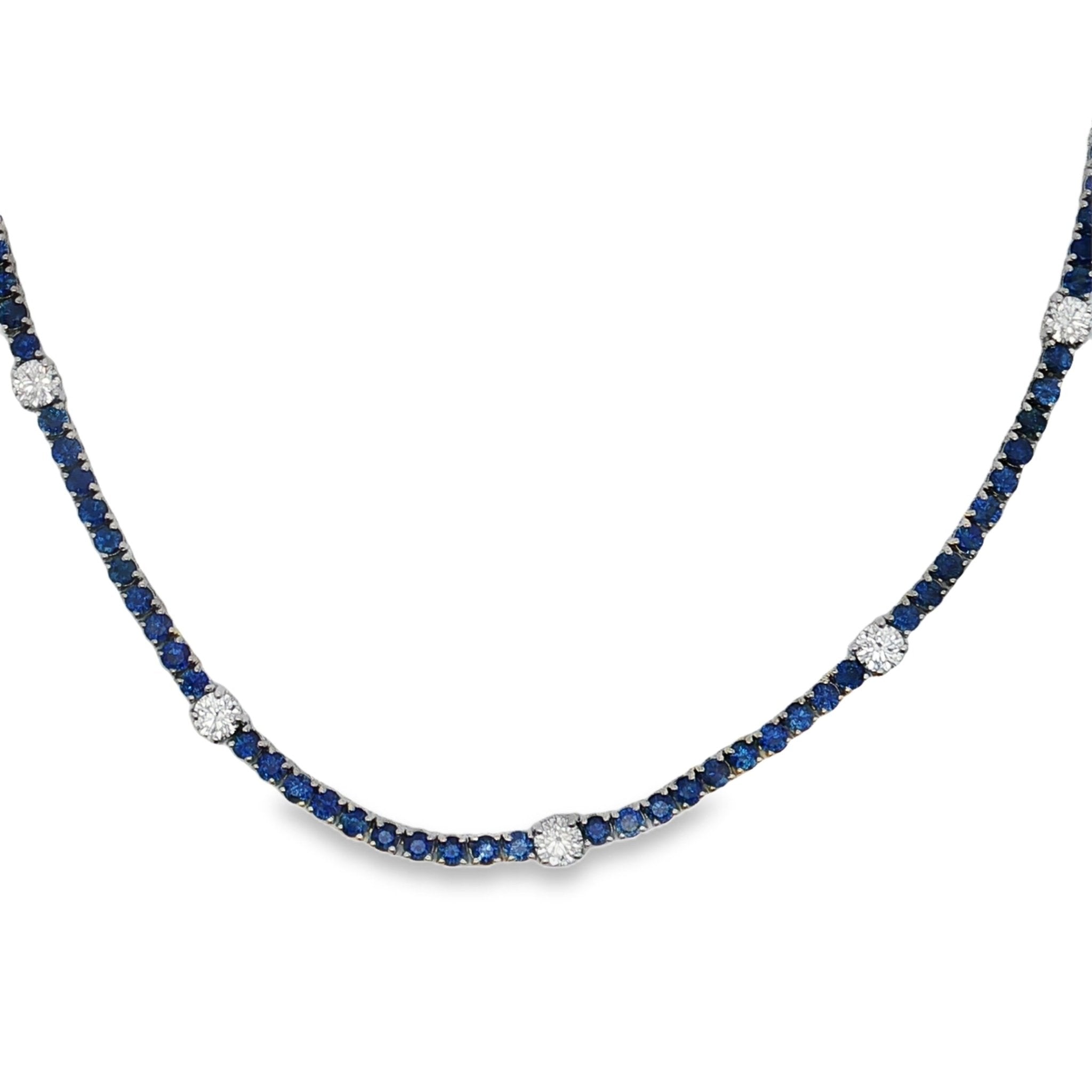 Diamond Sapphire Tennis Necklace - Kelly Wade Jewelers