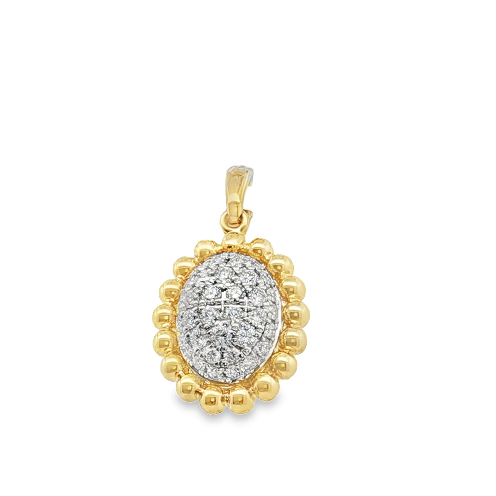 Domed Oval Pave Diamond Pendant - Kelly Wade Jewelers