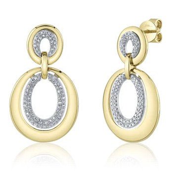 Double Oval Pave Diamond Drop Earrings - Kelly Wade Jewelers