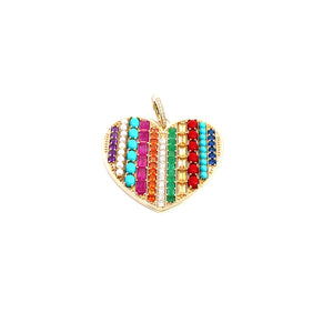 Multi-stone rainbow heart pendant