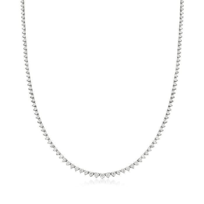 14k white gold diamond tennis necklace