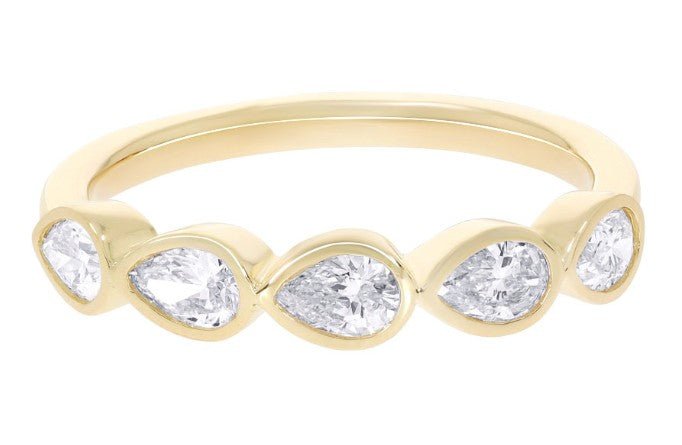 East To West Bezel Set Pear Diamond Ring - Kelly Wade Jewelers