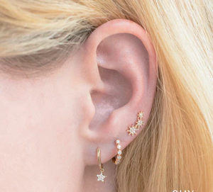 Miligrain Bezel Set Diamond Huggie Earrings