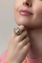 Elongated Prasiolite 3 Stone Ring - Kelly Wade Jewelers
