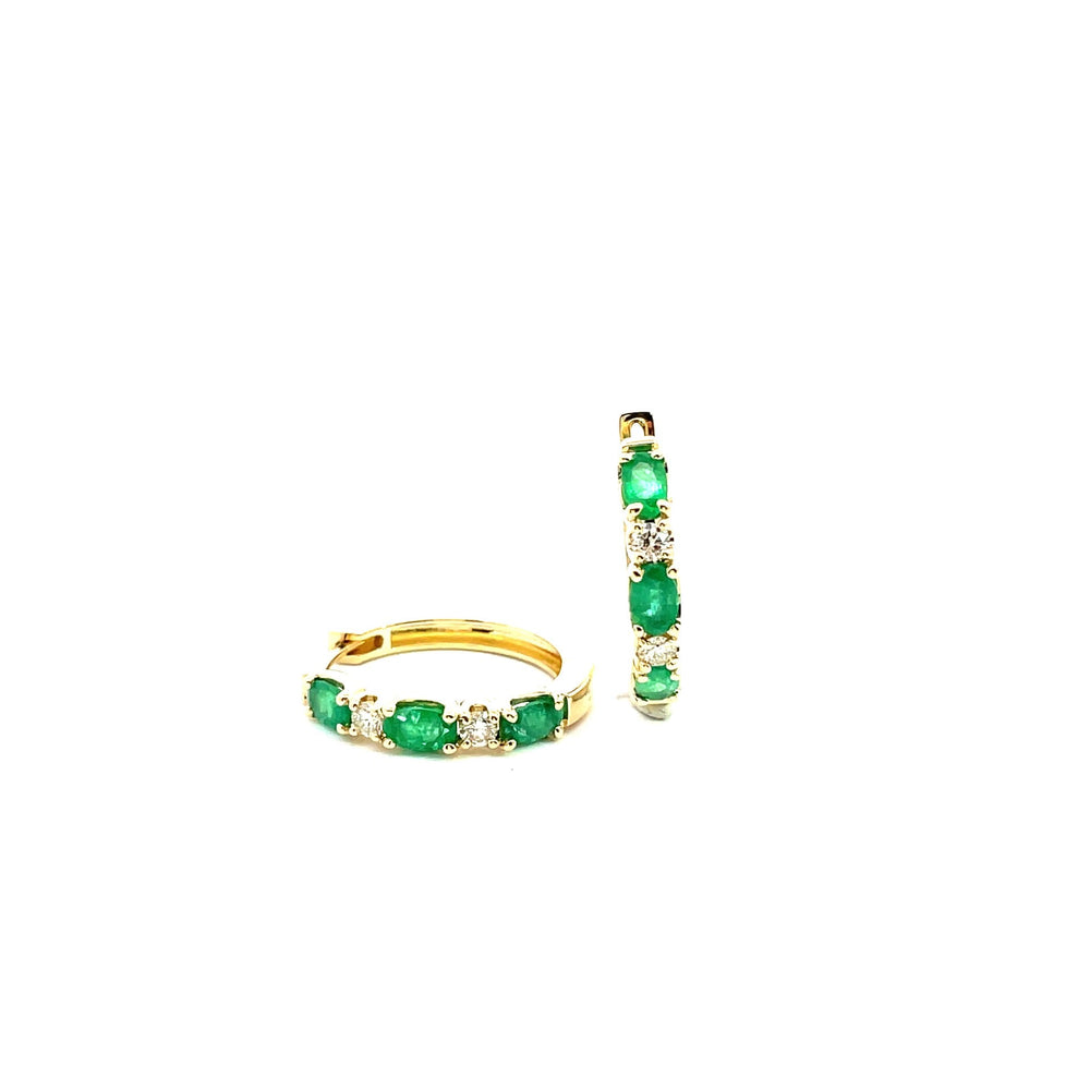 Emerald and diamond hoop earrings - Kelly Wade Jewelers Store