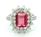 Emerald Cut Rubellite Diamond Ring - Kelly Wade Jewelers
