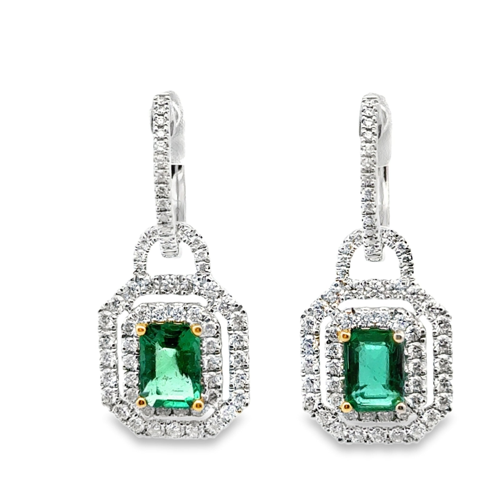 Emerald & Diamond Dangle Earrings - Kelly Wade Jewelers