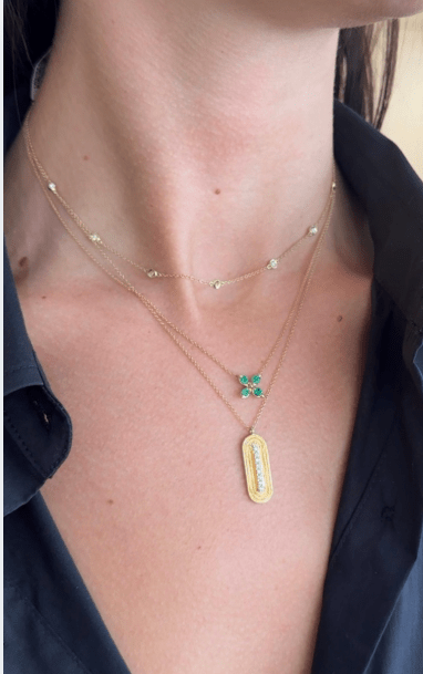 Emerald Flower Pendant Necklace - Kelly Wade Jewelers