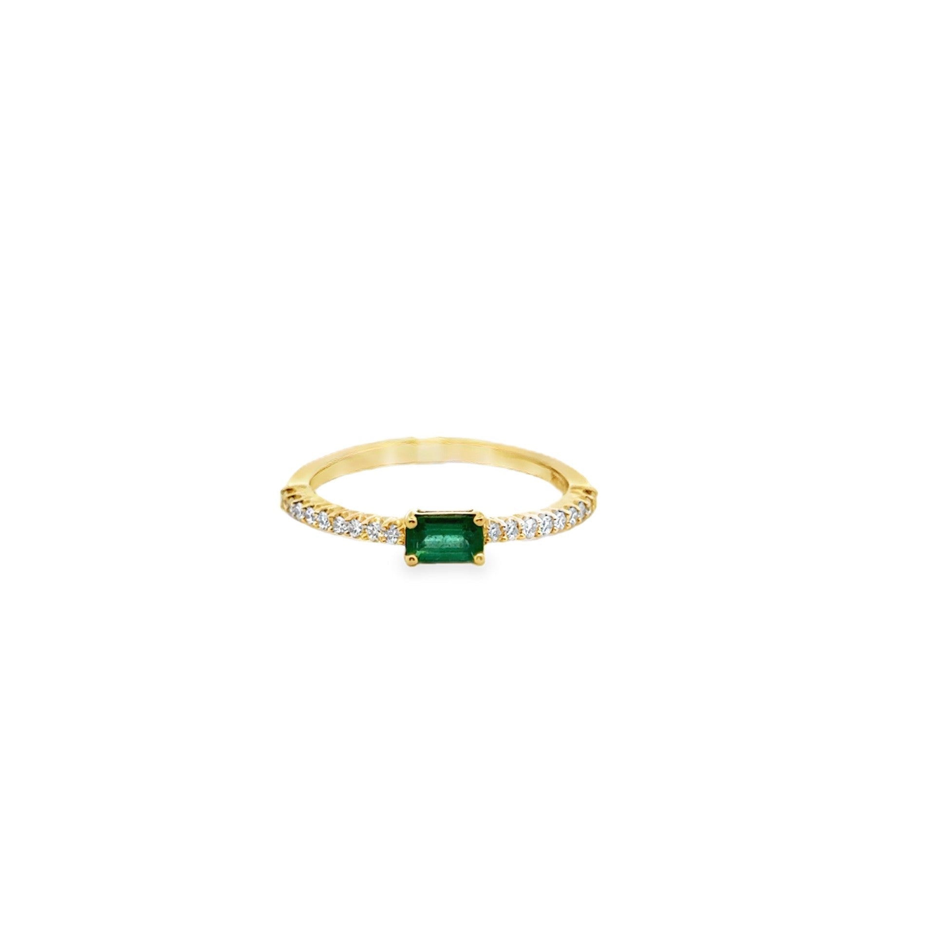 Emerald On Thin Diamond Ring - Kelly Wade Jewelers