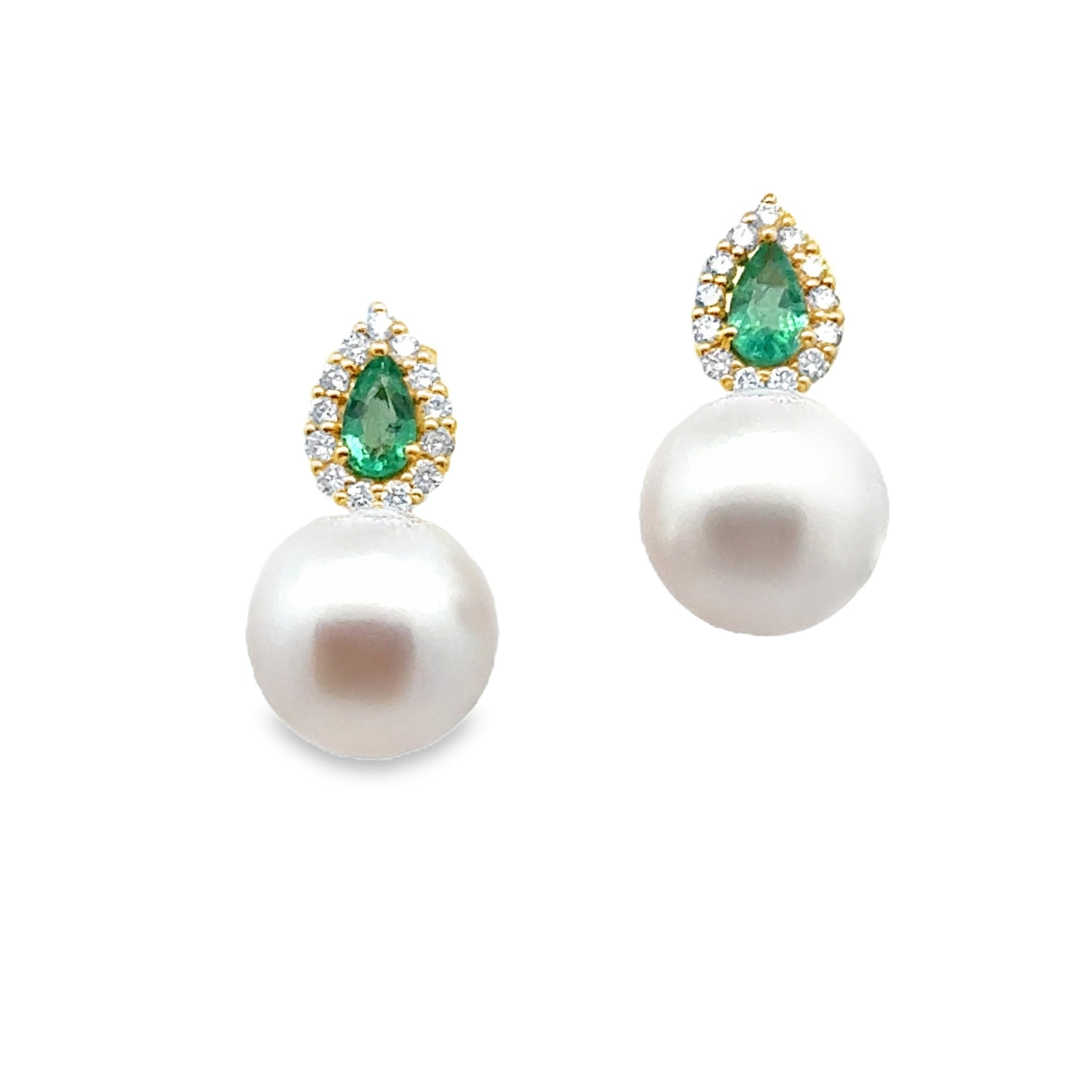 Emerald Pearl Drop Earrings - Kelly Wade Jewelers