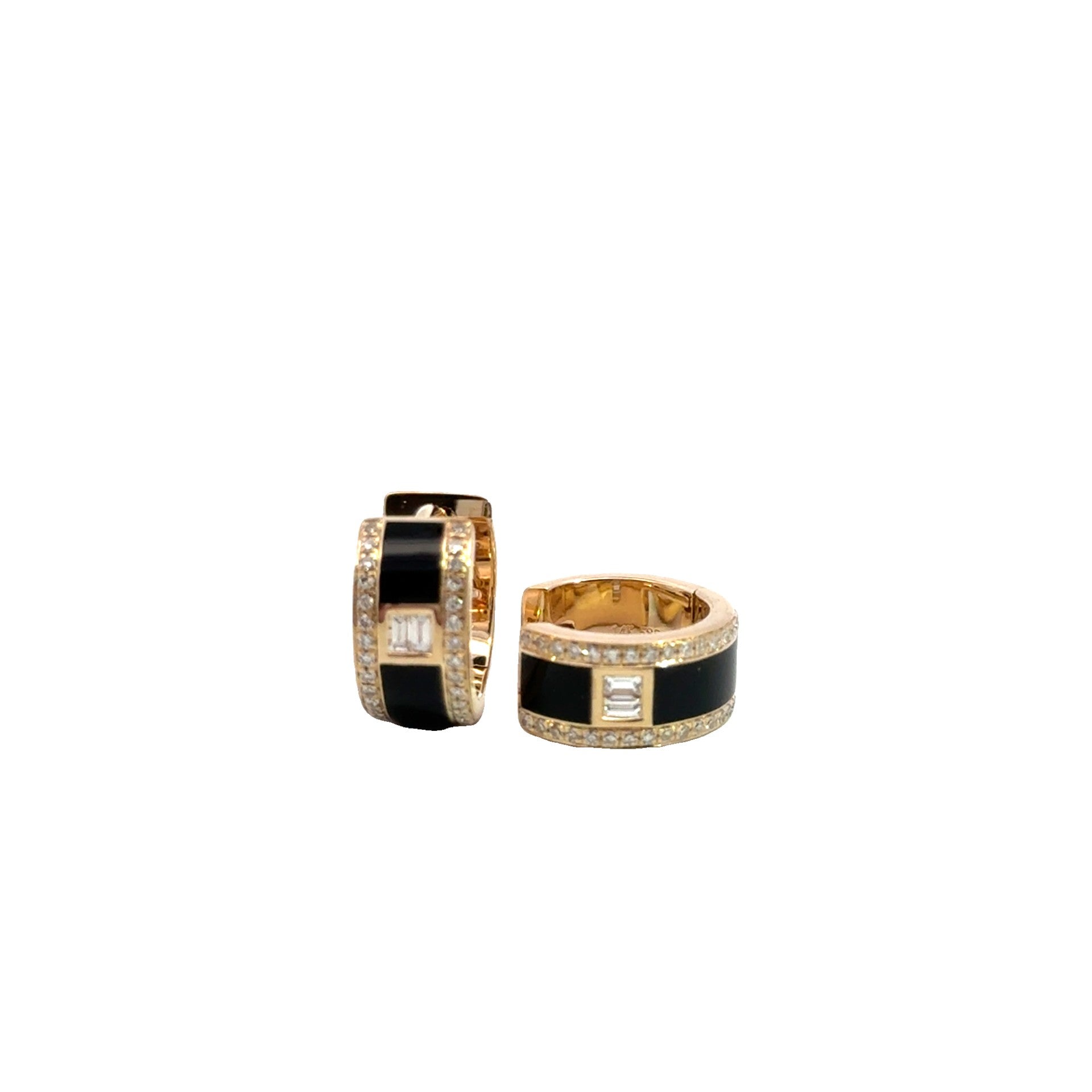 Enamel Diamond Huggie Hoops - Kelly Wade Jewelers Store